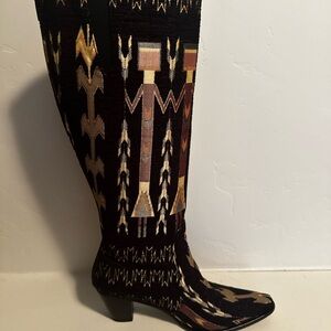 Weavers Black and Gold Patterned Over the Knee Boots